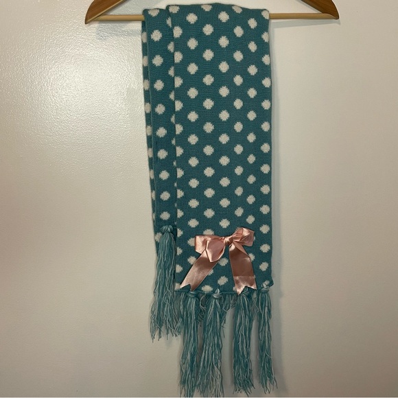 Mukluks Winter Bow Scarf Blue and White Dots - Picture 6 of 10
